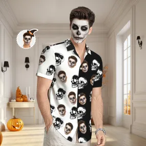 Custom Face Hawaiian Shirt Men's All Over Print Halloween Aloha Shirt Gift - Skulls