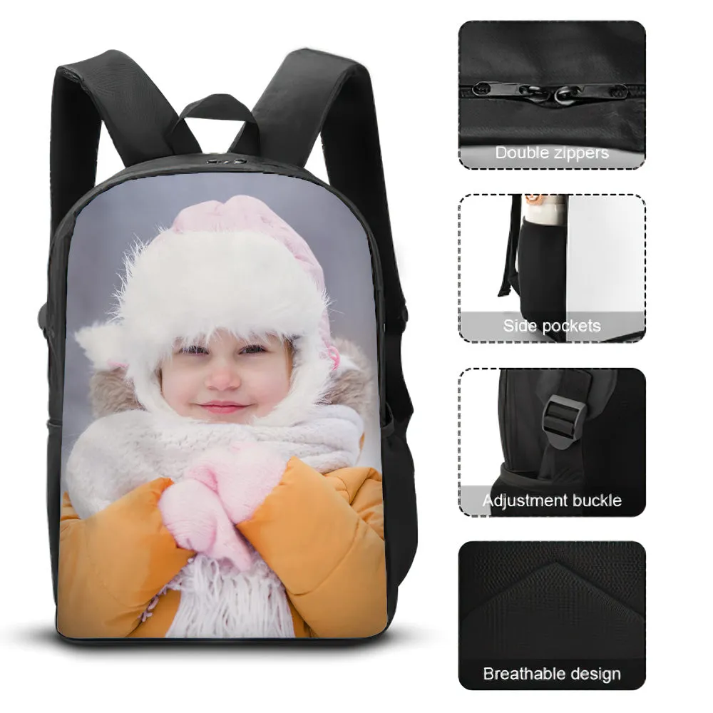 Custom Photo School Backpack, Back To School Gifts  Picture Backpacks For Boys And Girls