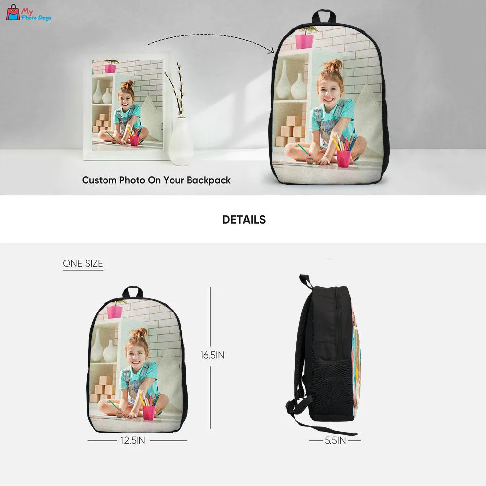 Custom Photo School Backpack, Back To School Gifts  Picture Backpacks For Boys And Girls