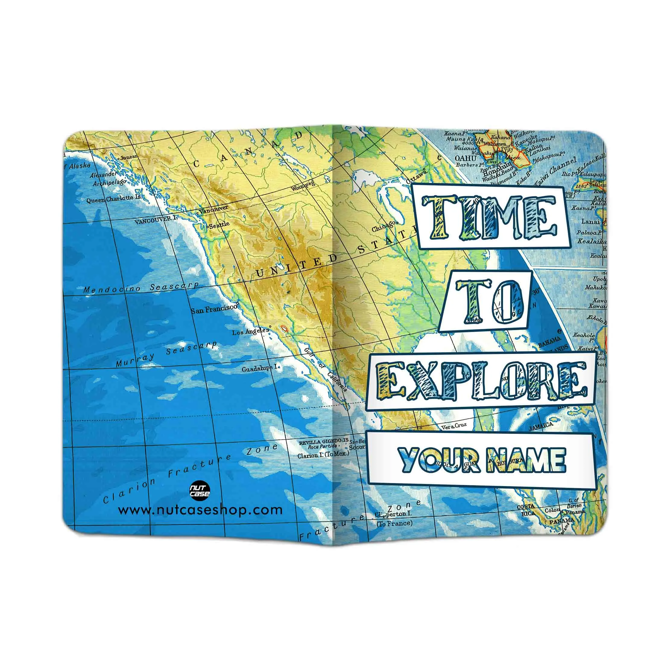 Customized Passport Cover with Luggage Tag Set - Time to Explorer Map