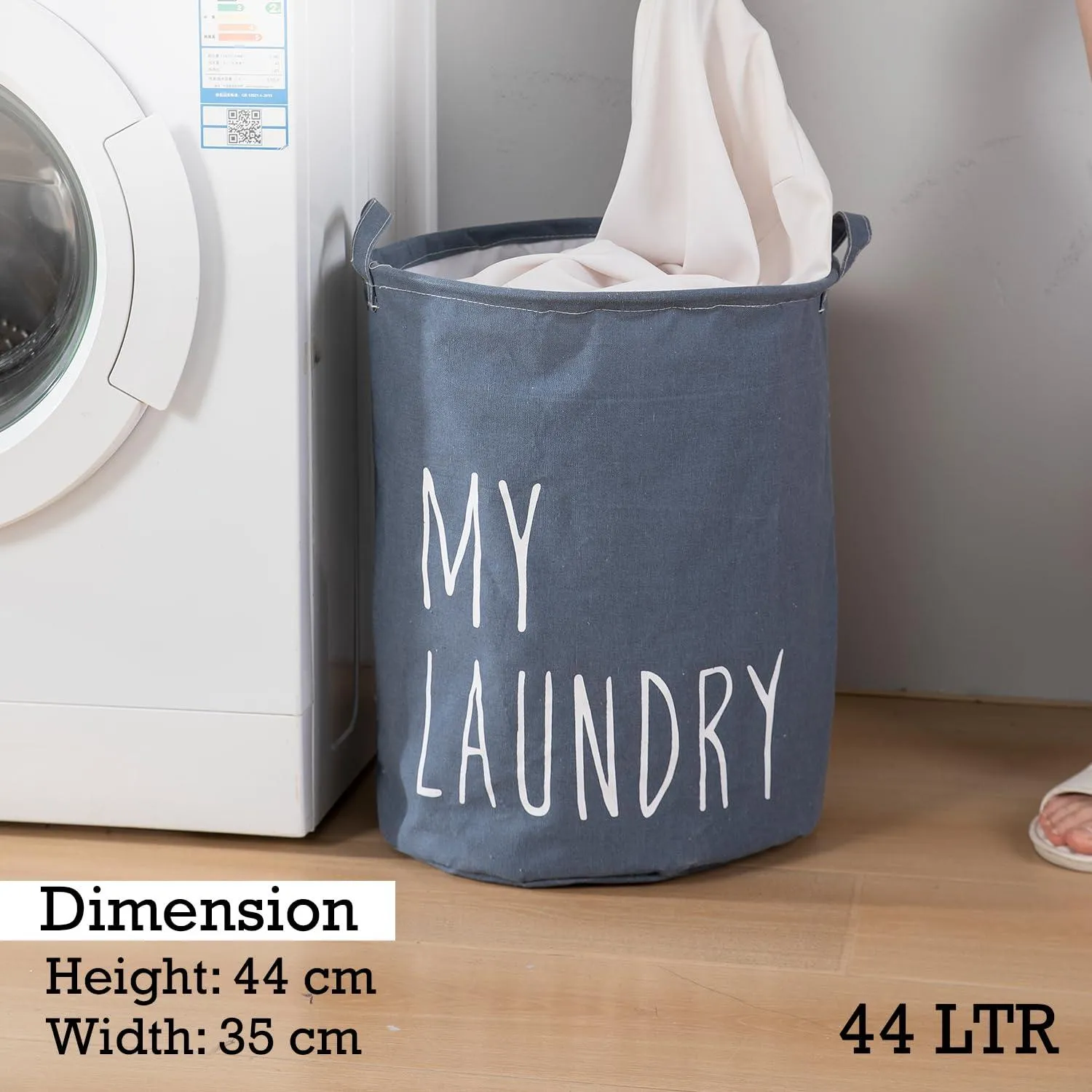 Dark Grayish Blue Foldable Laundry Bag For Clothes | 44L with Dust-Proof Cover