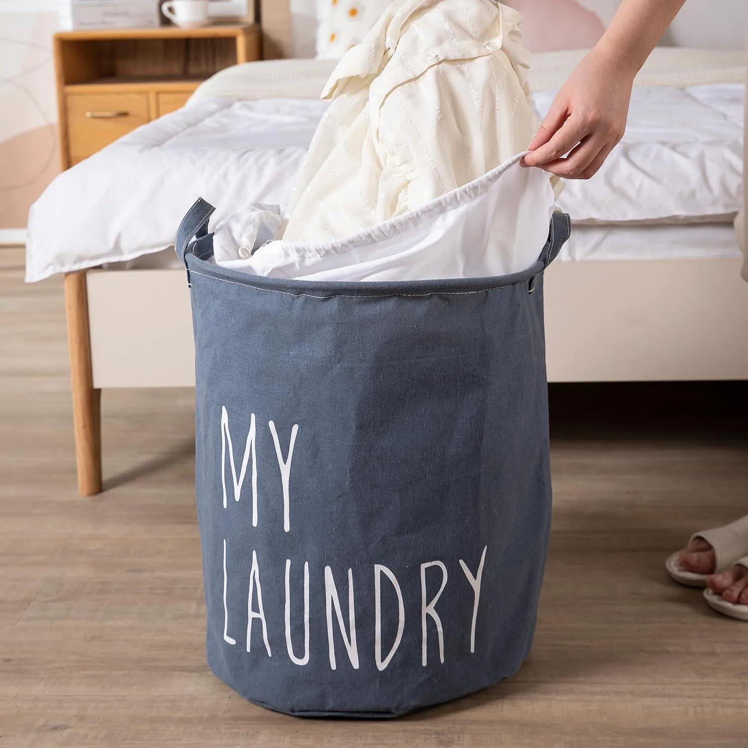 Dark Grayish Blue Foldable Laundry Bag For Clothes | 44L with Dust-Proof Cover