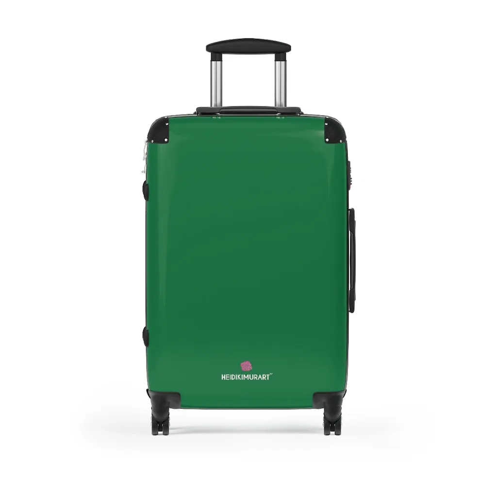 Dark Green Solid Color Suitcases, Modern Simple Minimalist Designer Suitcase Luggage (Small, Medium, Large)