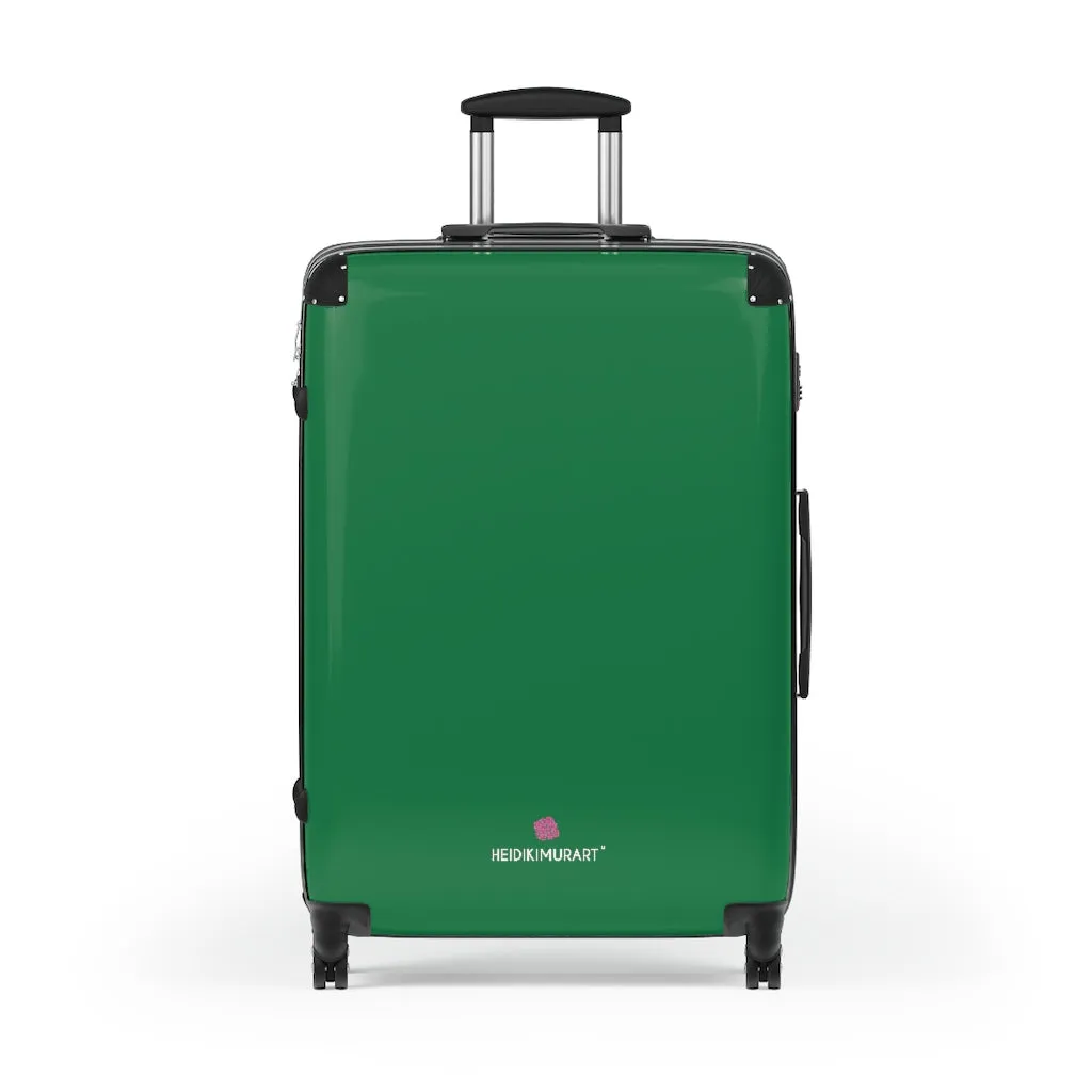 Dark Green Solid Color Suitcases, Modern Simple Minimalist Designer Suitcase Luggage (Small, Medium, Large)