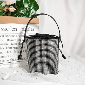 Dazzling Rhinestone Bucket Clutch Bag