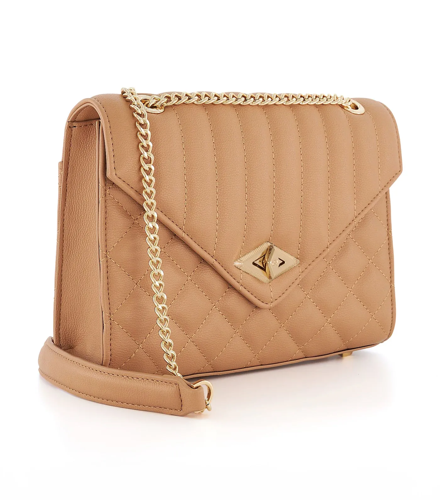 Dellsie Quilted Slim Clutch Bag Camel-Synthetic