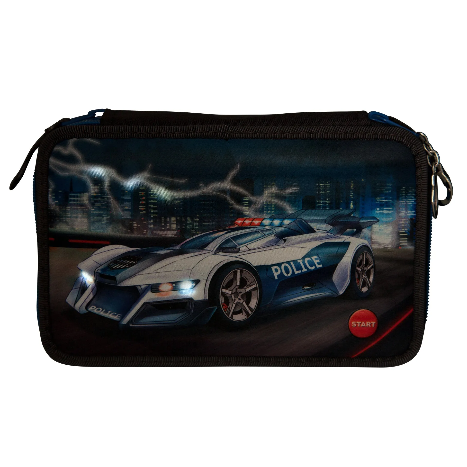 Depesche Monster Cars Filled Triple Pencil Case with Led Police Car