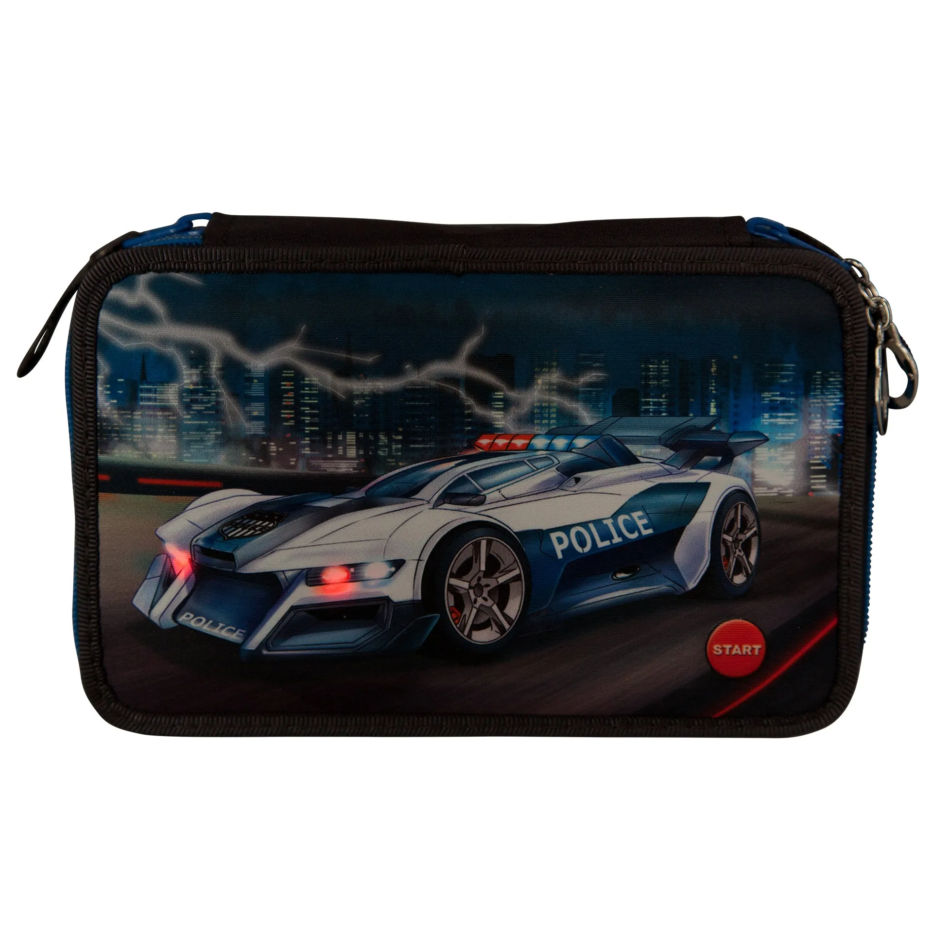 Depesche Monster Cars Filled Triple Pencil Case with Led Police Car