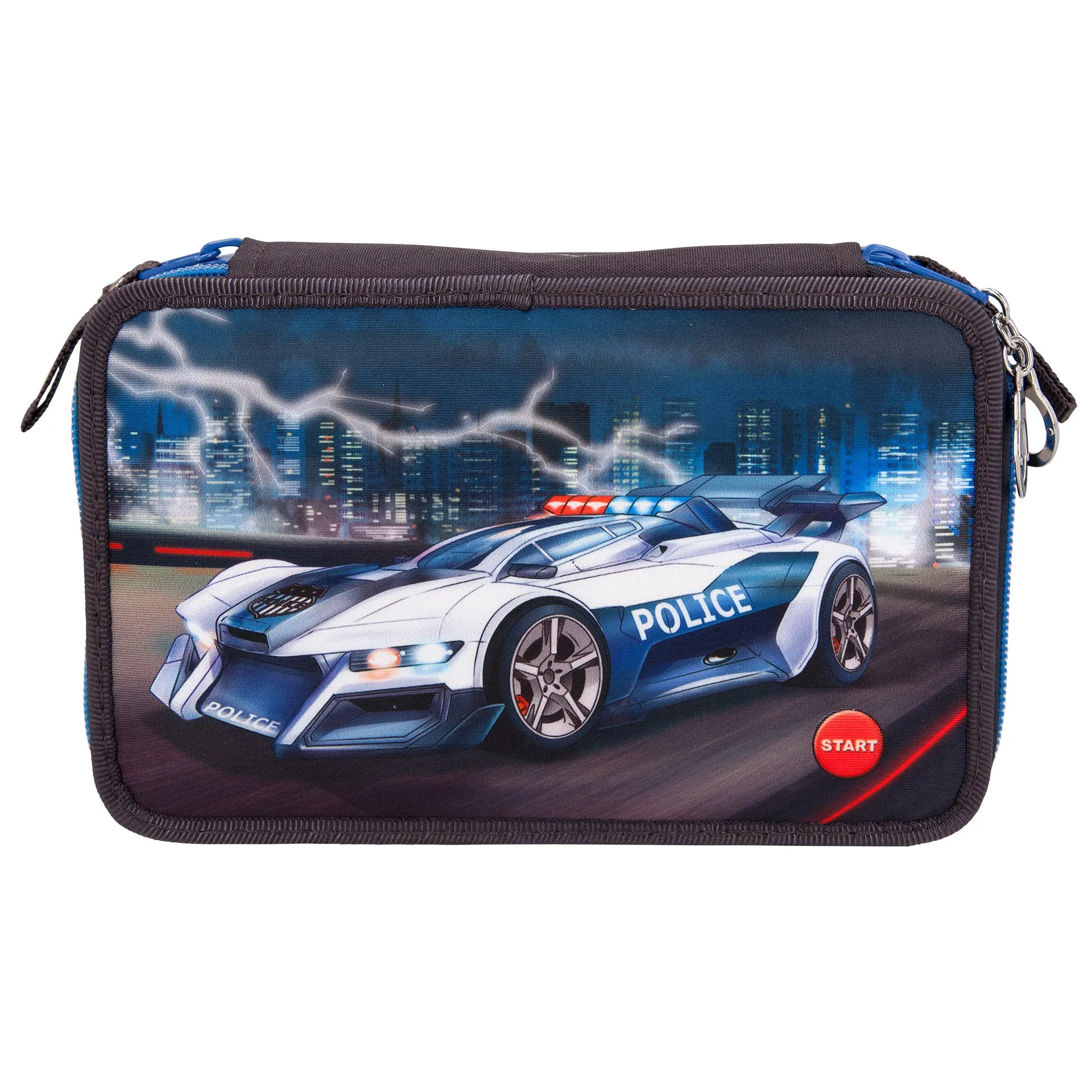 Depesche Monster Cars Filled Triple Pencil Case with Led Police Car