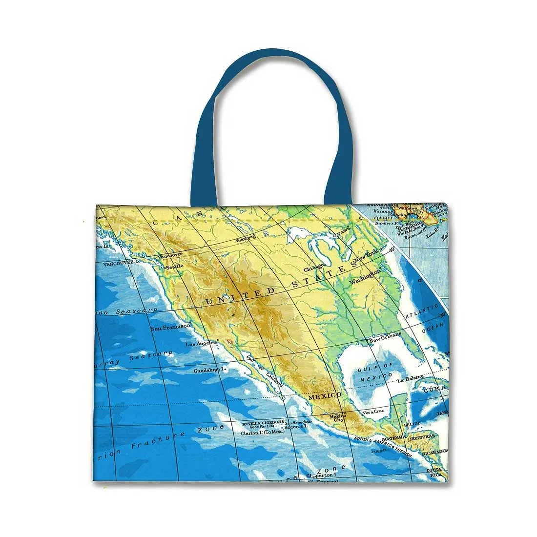 Designer Tote Bag With Zip Beach Gym Travel Bags -  Atlas Map