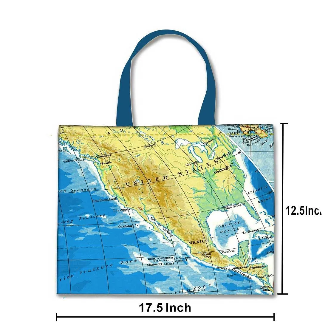 Designer Tote Bag With Zip Beach Gym Travel Bags -  Atlas Map