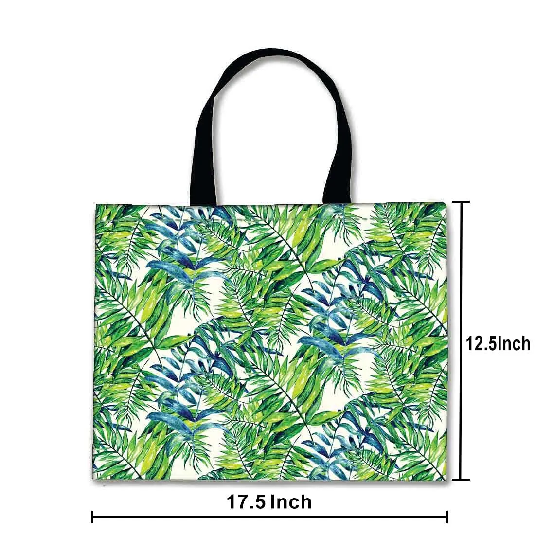 Designer Tote Bag With Zip Beach Gym Travel Bags -  Green Leaf