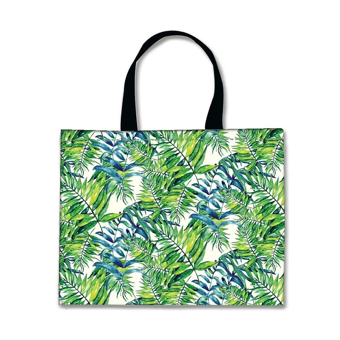 Designer Tote Bag With Zip Beach Gym Travel Bags -  Green Leaf