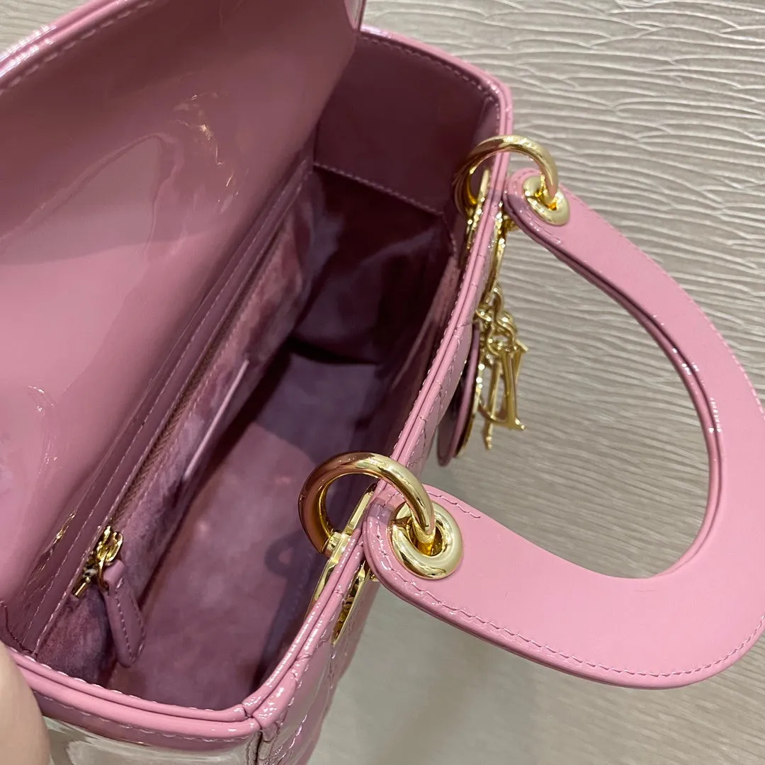 DI Small Lady Bag Clutch Gold Toned Hardware Pink For Women 8in/20cm CD