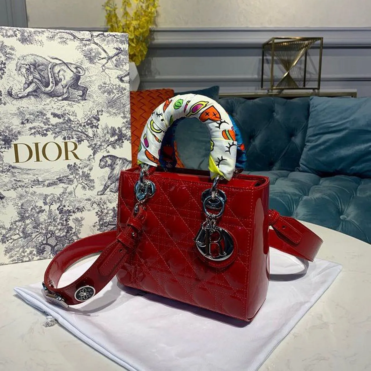 DI Small Lady Bag Red Patent For Women 20cm/8in CD