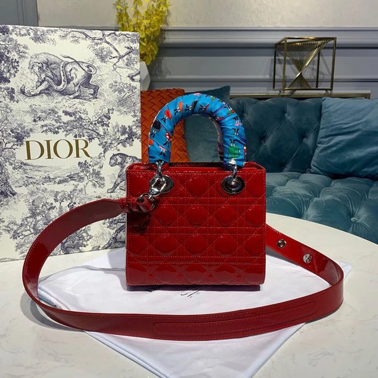 DI Small Lady Bag Red Patent For Women 20cm/8in CD