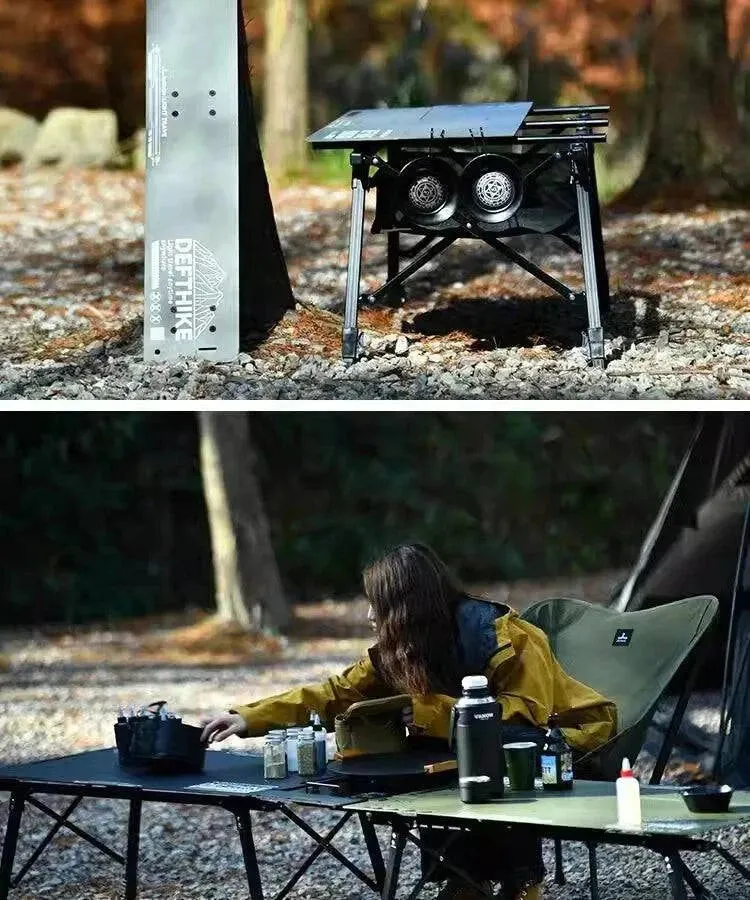 Difeike Outdoor Camping Three Piece Table Aluminum Tactical Table Portable Folding Lifting IGT Expansion Chicken Rolls Table