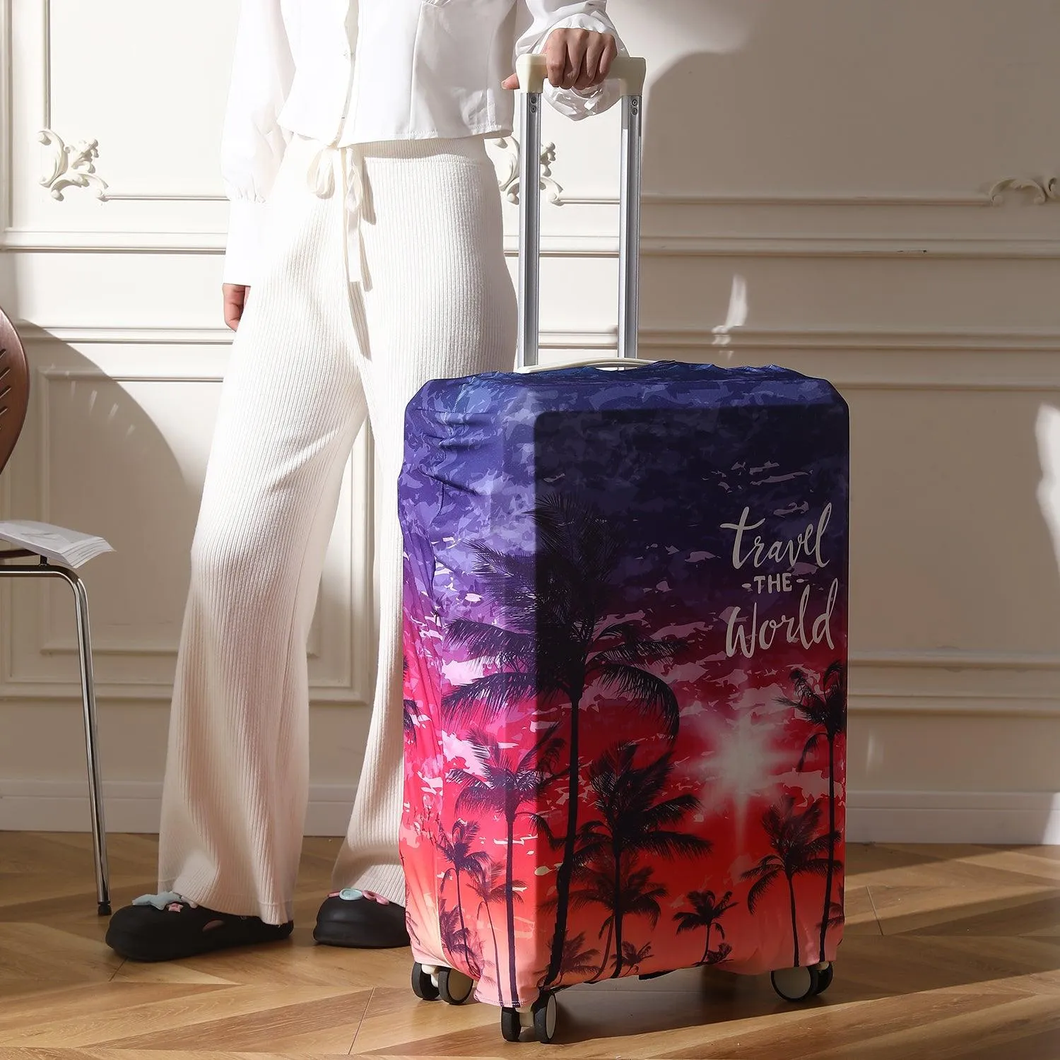 Durable 180 GSM Suitcase Covers S/M/L -Size for Trolley Suitcase, Gradient Beach Vibes