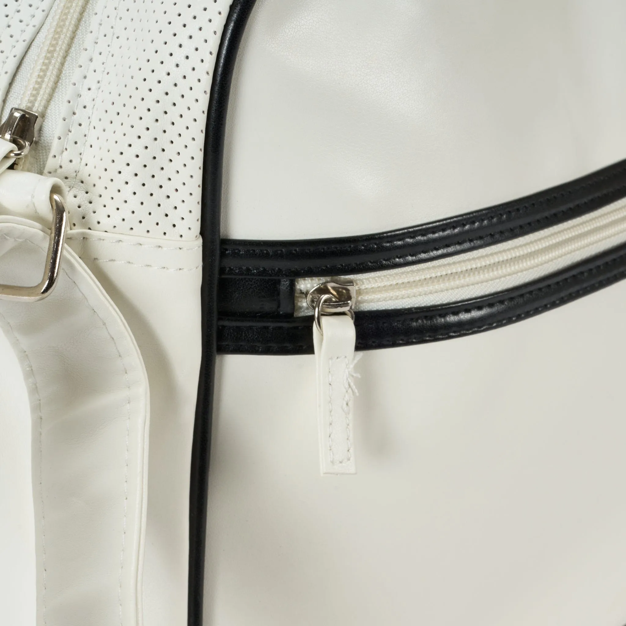 Eco-Leather Retro Cream & Black Shoulder Messenger Satchel Bag