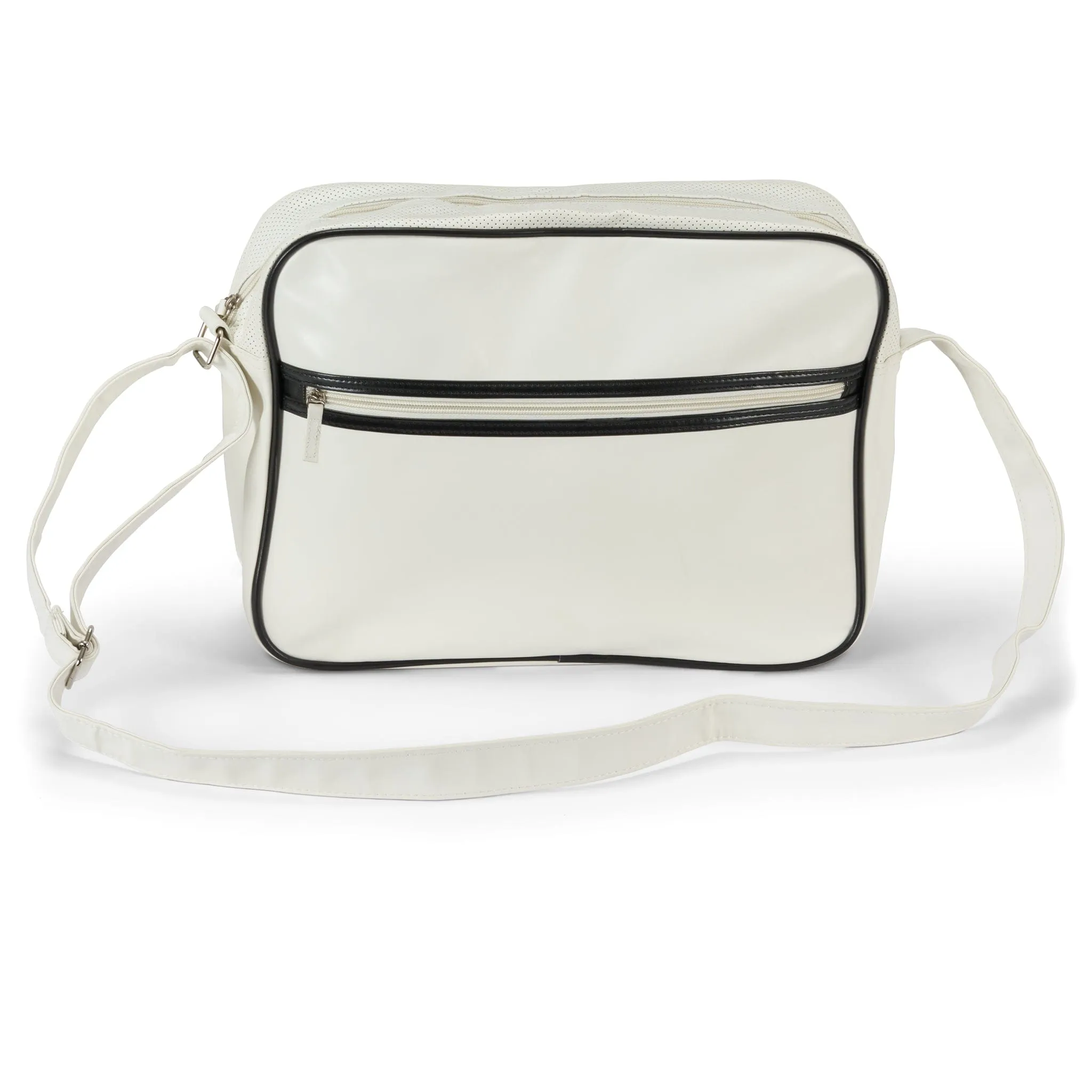 Eco-Leather Retro Cream & Black Shoulder Messenger Satchel Bag