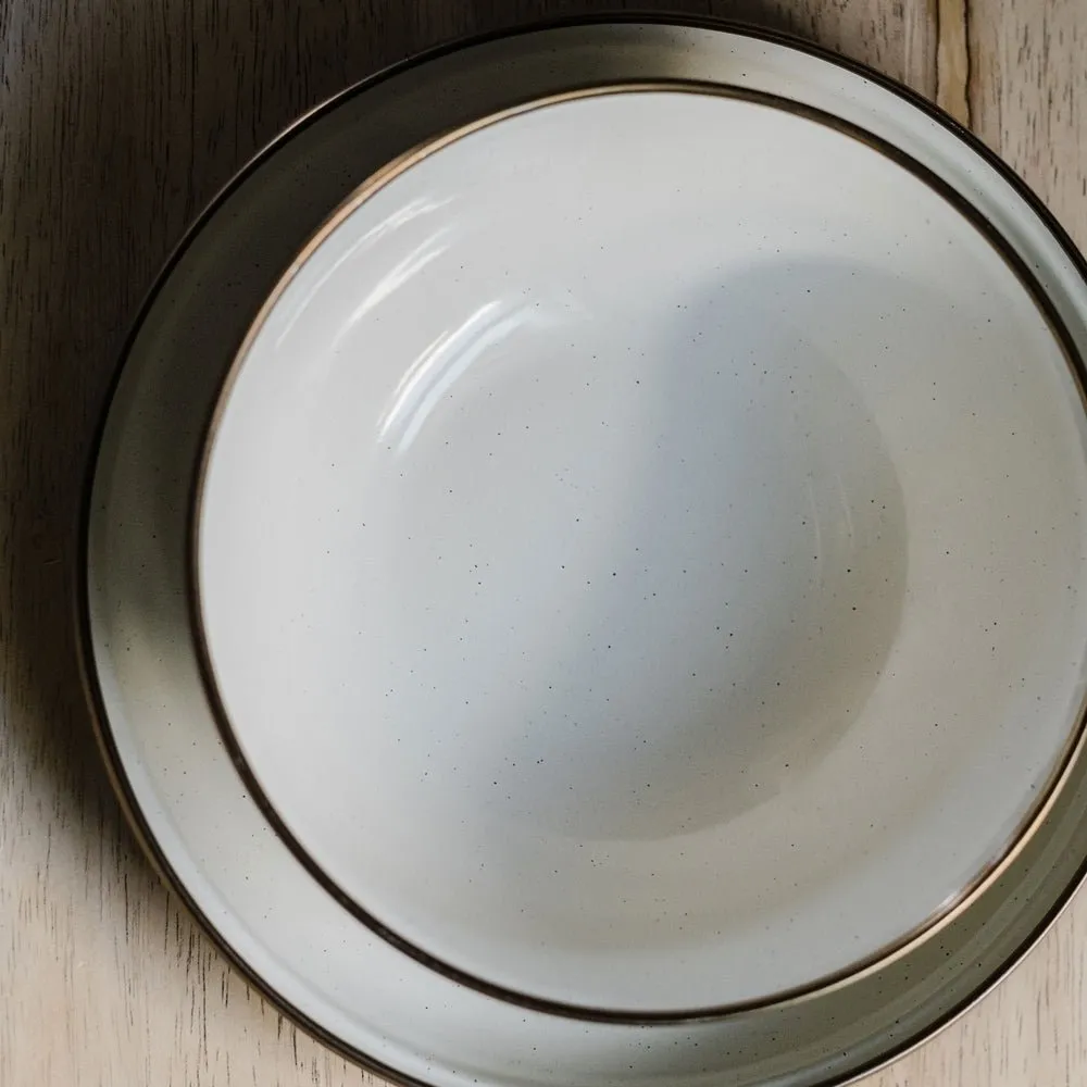 Enamel Bowl Set In Olive - Set Of Two Bowls