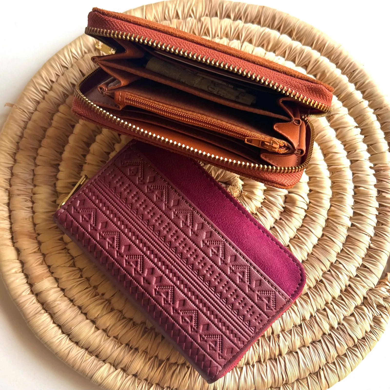 Engraved Boho Wallet Burgundy