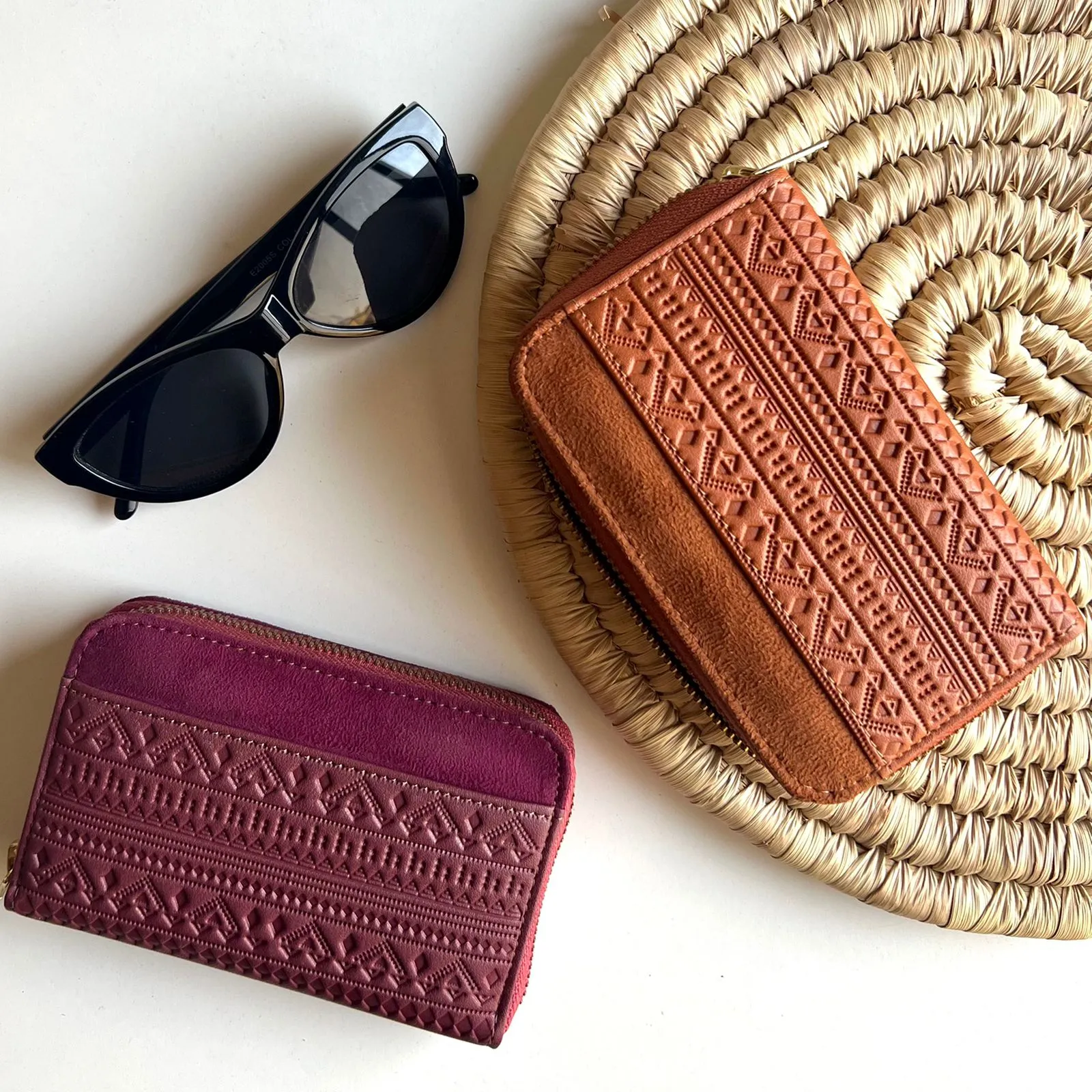 Engraved Boho Wallet Burgundy