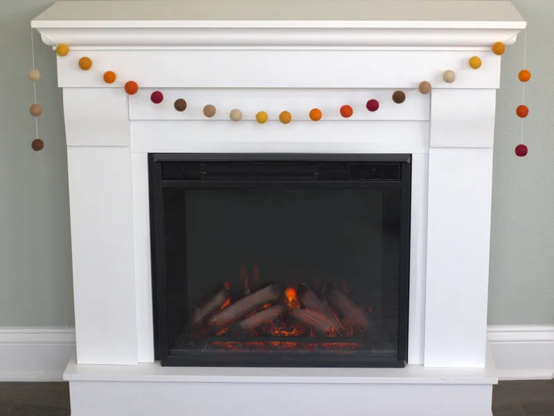 Fall Felt Ball Garland- Ombre Burgundy Orange Gold Tan Brown