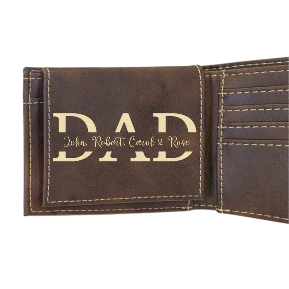 Father's Day - Dad And His Kids - Personalized Wallet