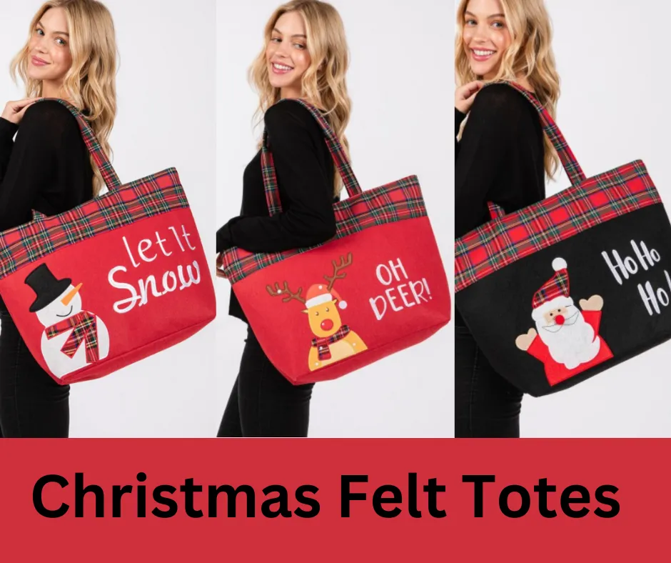 Felt Embroidered Christmas Tote Bag 3 Styles!