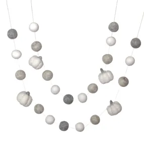 Felt Pumpkin Garland- Gray & White