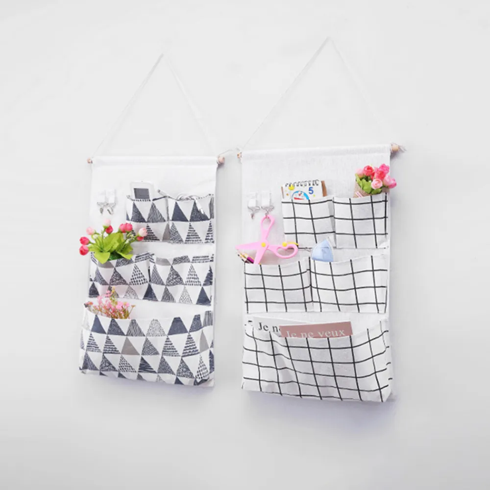 Five Pocket Cotton & Linen Hanging Storage Bag