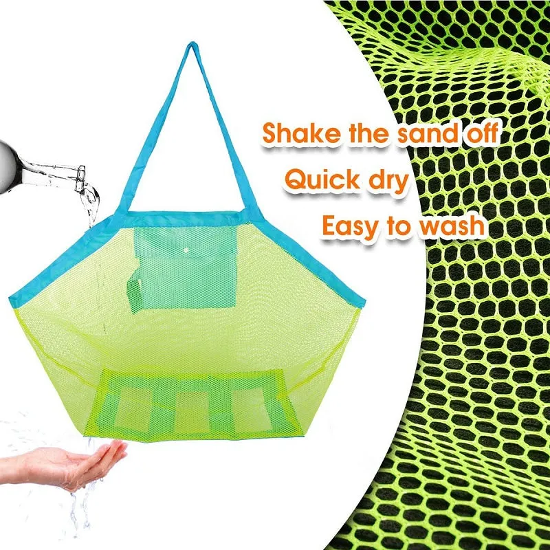 Foldable Large Kids Sand Digging Mesh Beach Toys Tote Bag