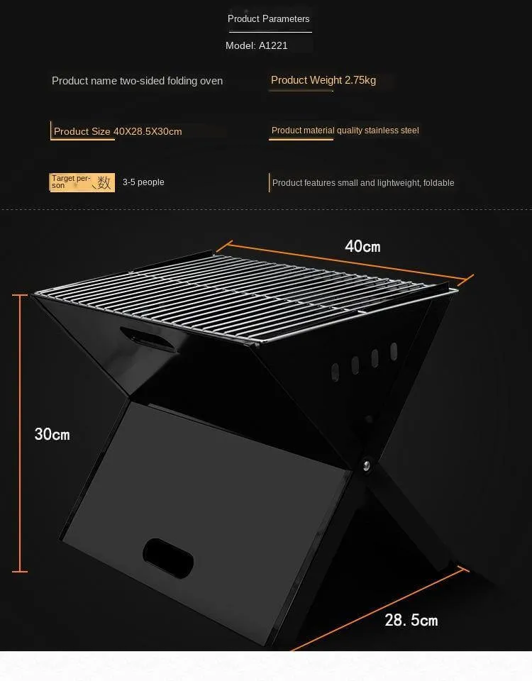 Foldable X Shaped Basic Charcoal Grill