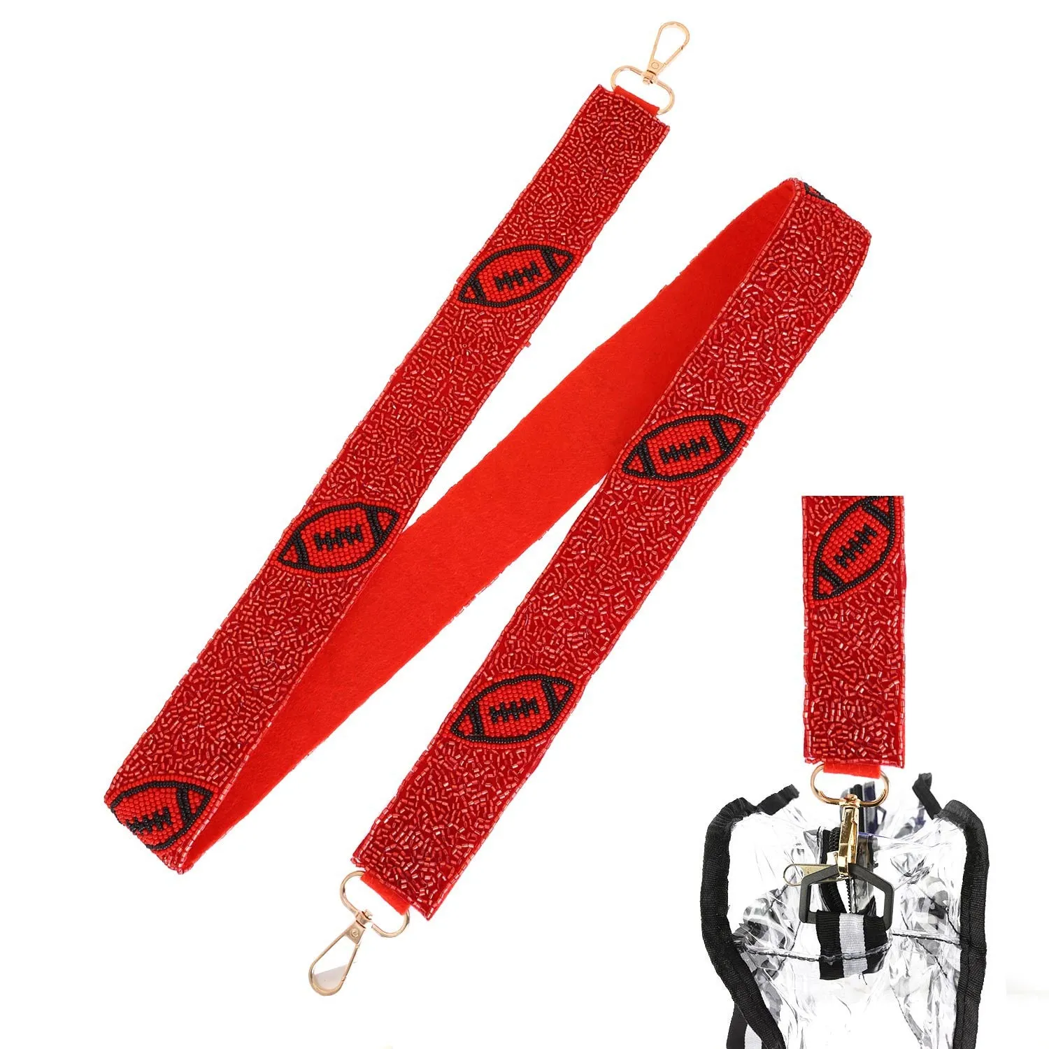 Football Beaded Red Bag Straps