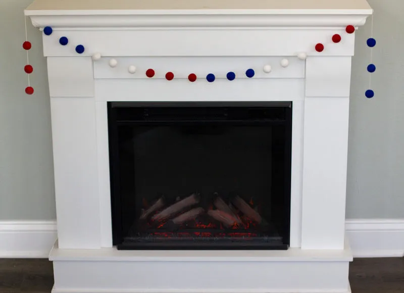 Fourth of July Felt Ball Garland- Royal/Red/White