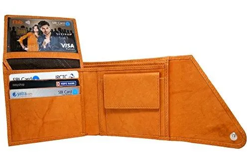 Gentleman Genuine Leather Men's Wallet ( TAN Colour) With Safety Flap