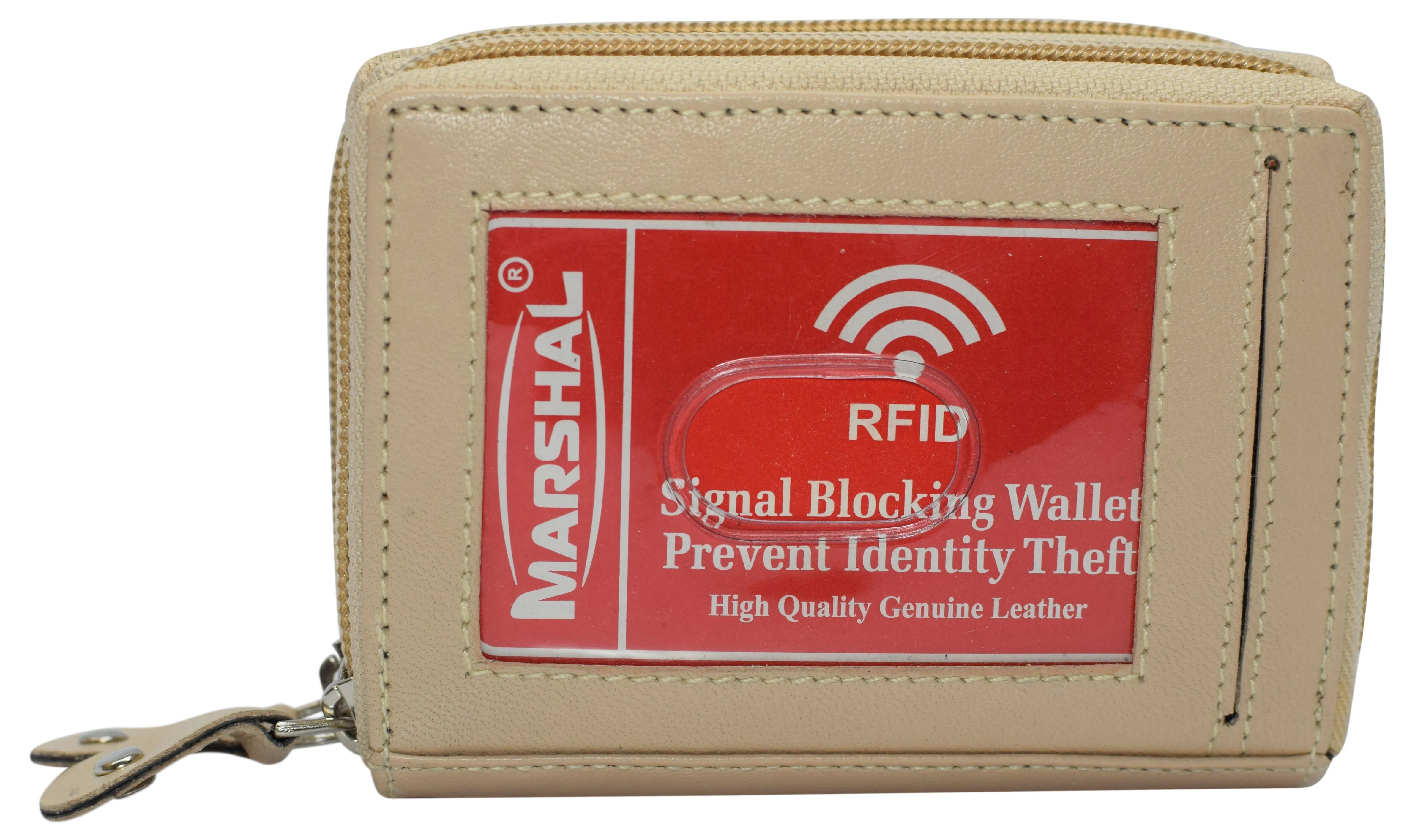 Genuine Leather RFID Identity Protected Double Zippered Accordion Wallet