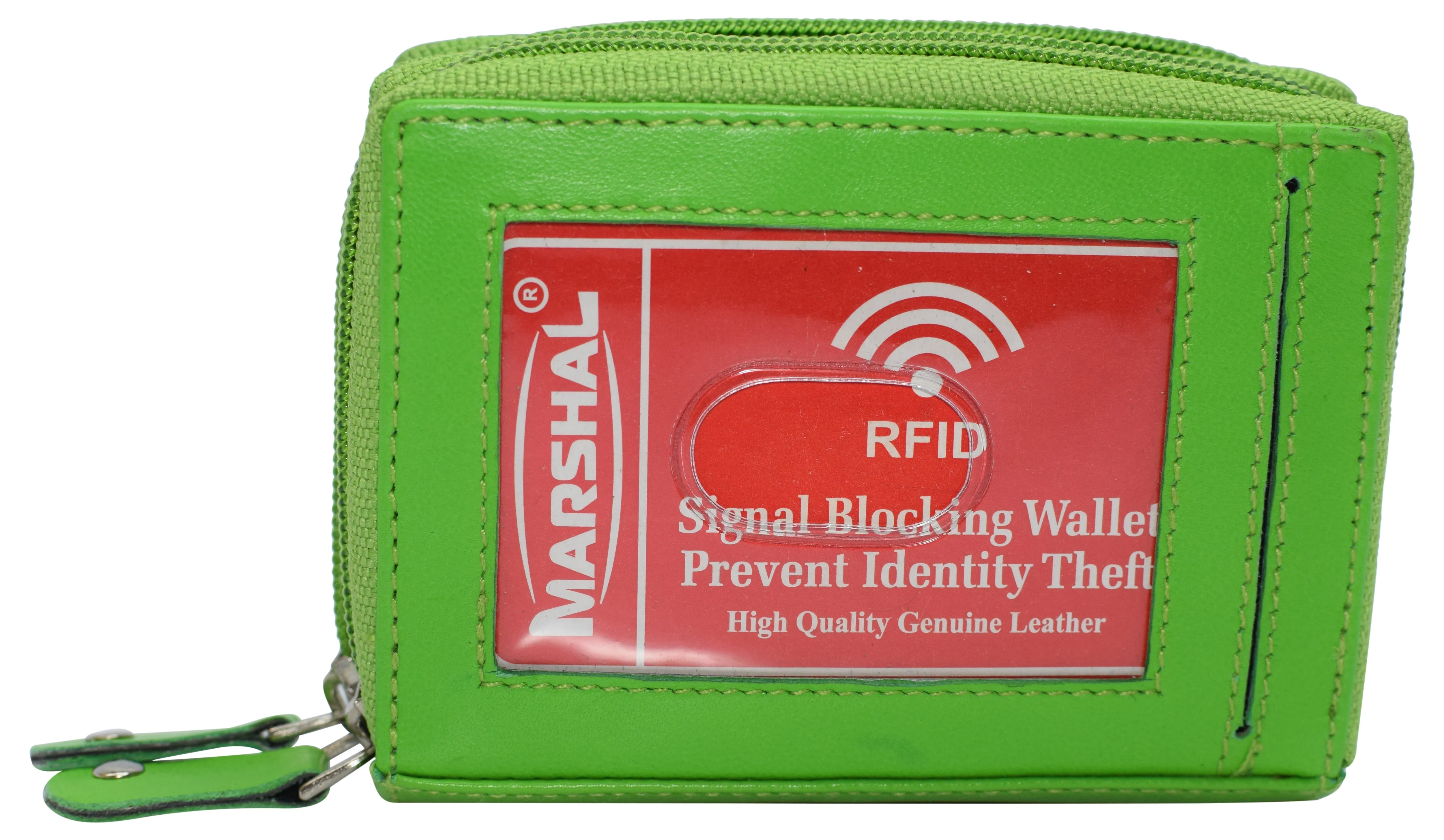 Genuine Leather RFID Identity Protected Double Zippered Accordion Wallet