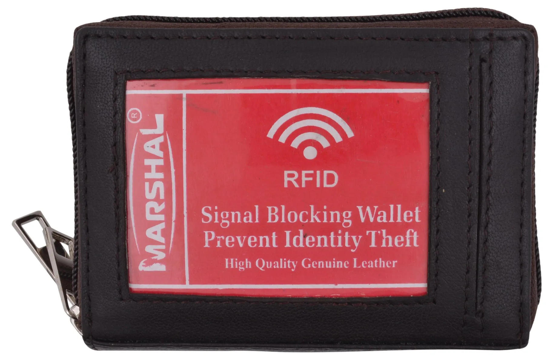 Genuine Leather RFID Identity Protected Double Zippered Accordion Wallet