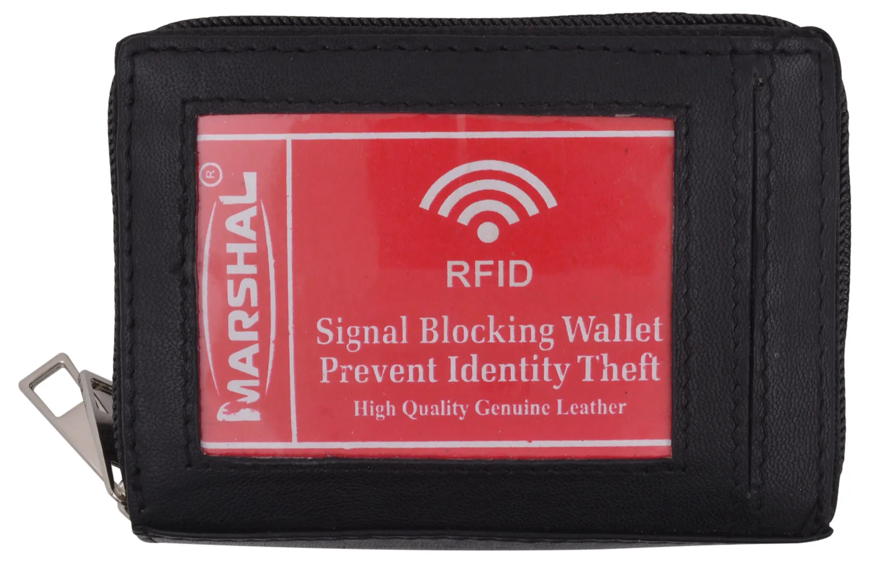 Genuine Leather RFID Identity Protected Double Zippered Accordion Wallet