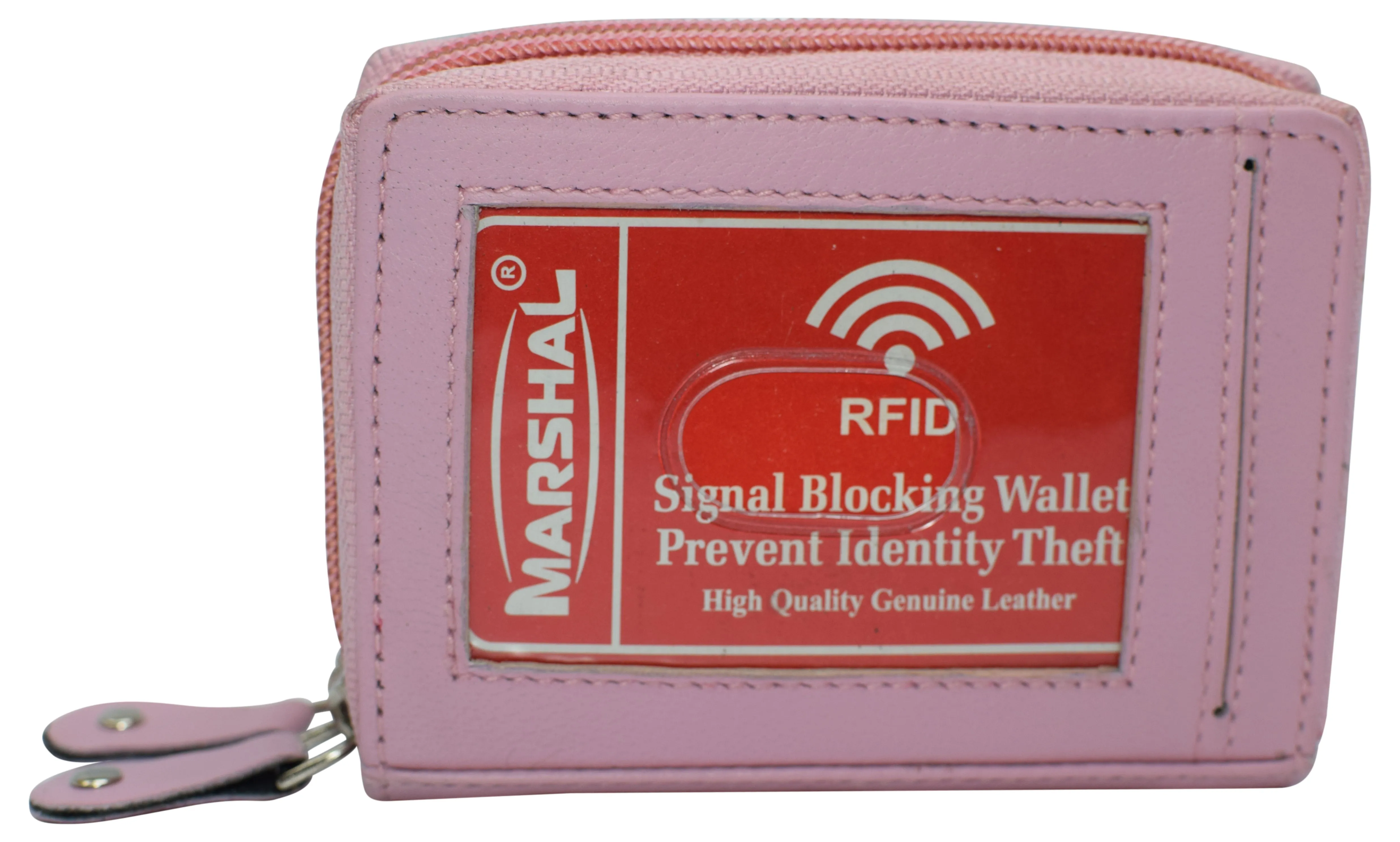 Genuine Leather RFID Identity Protected Double Zippered Accordion Wallet