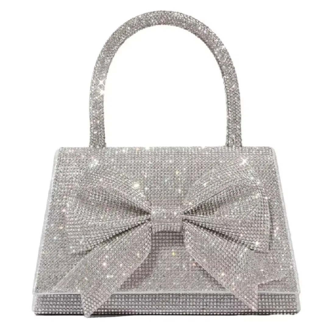 Gimme- the Gift Wrap Inspired Bow Trimmed Rhinestone Handbag 3 Colors