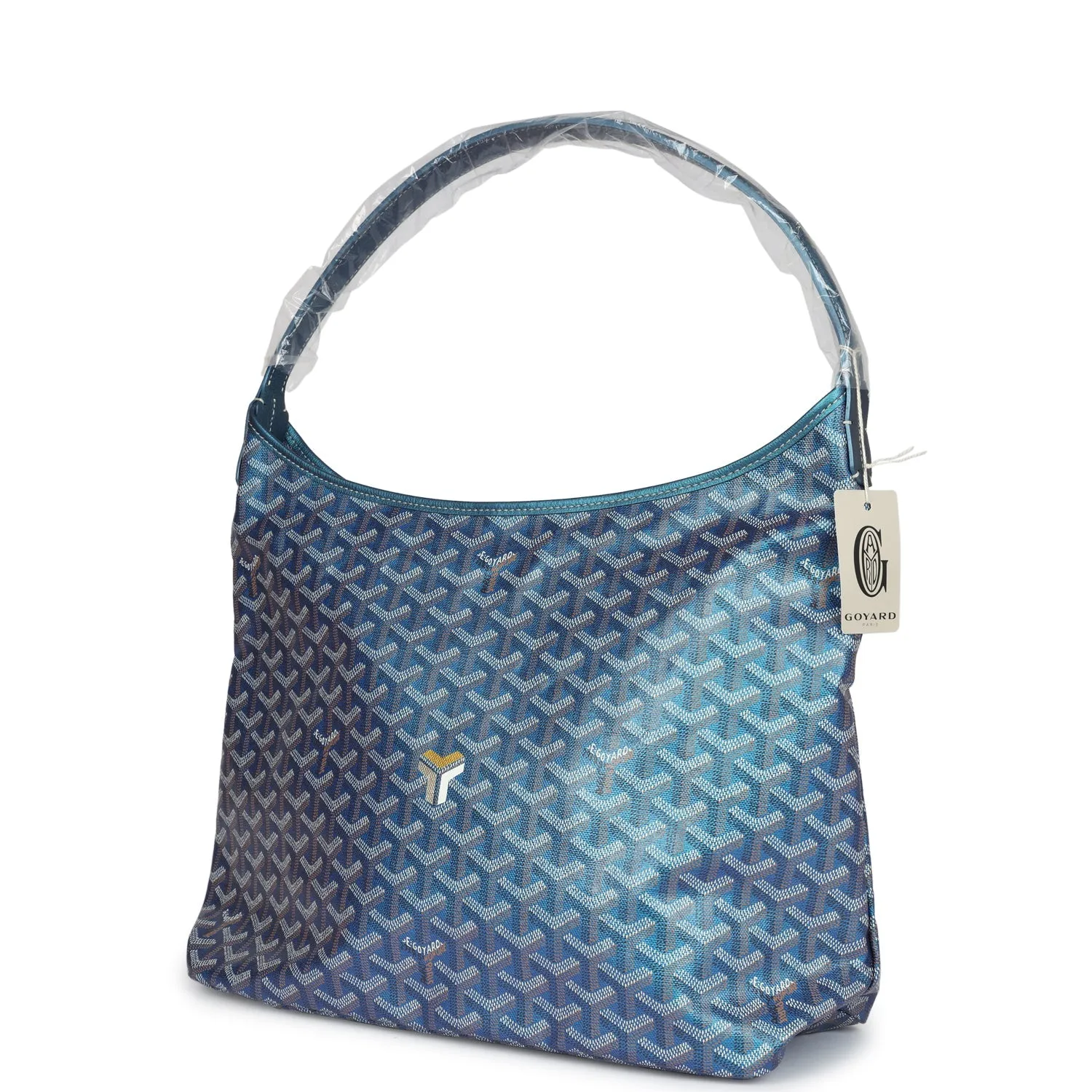 Goyard Goyardine Pearly Blue Boheme PM Hobo Bag Palladium Hardware