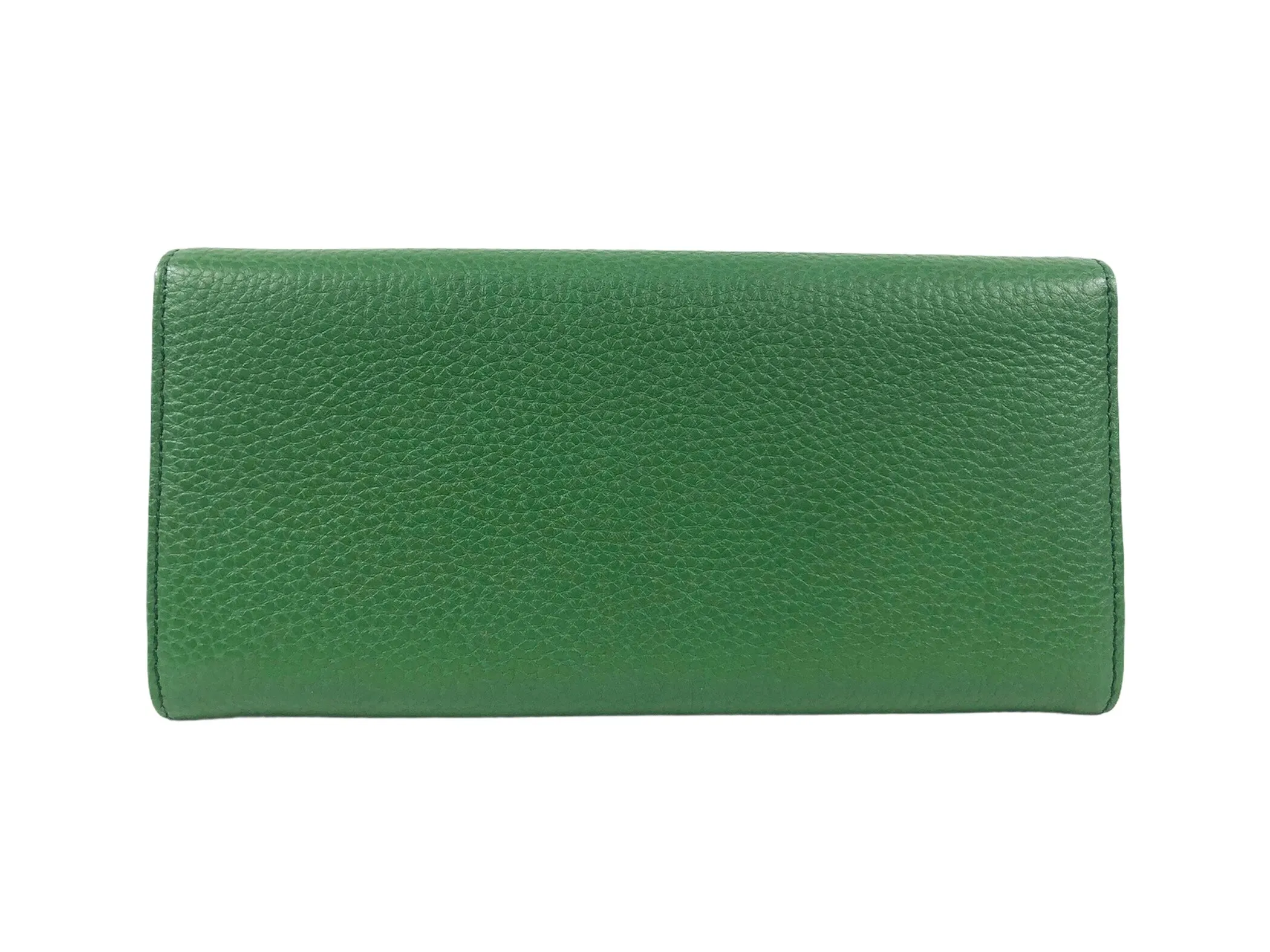 Green Pebbled Leather Continental Wallet