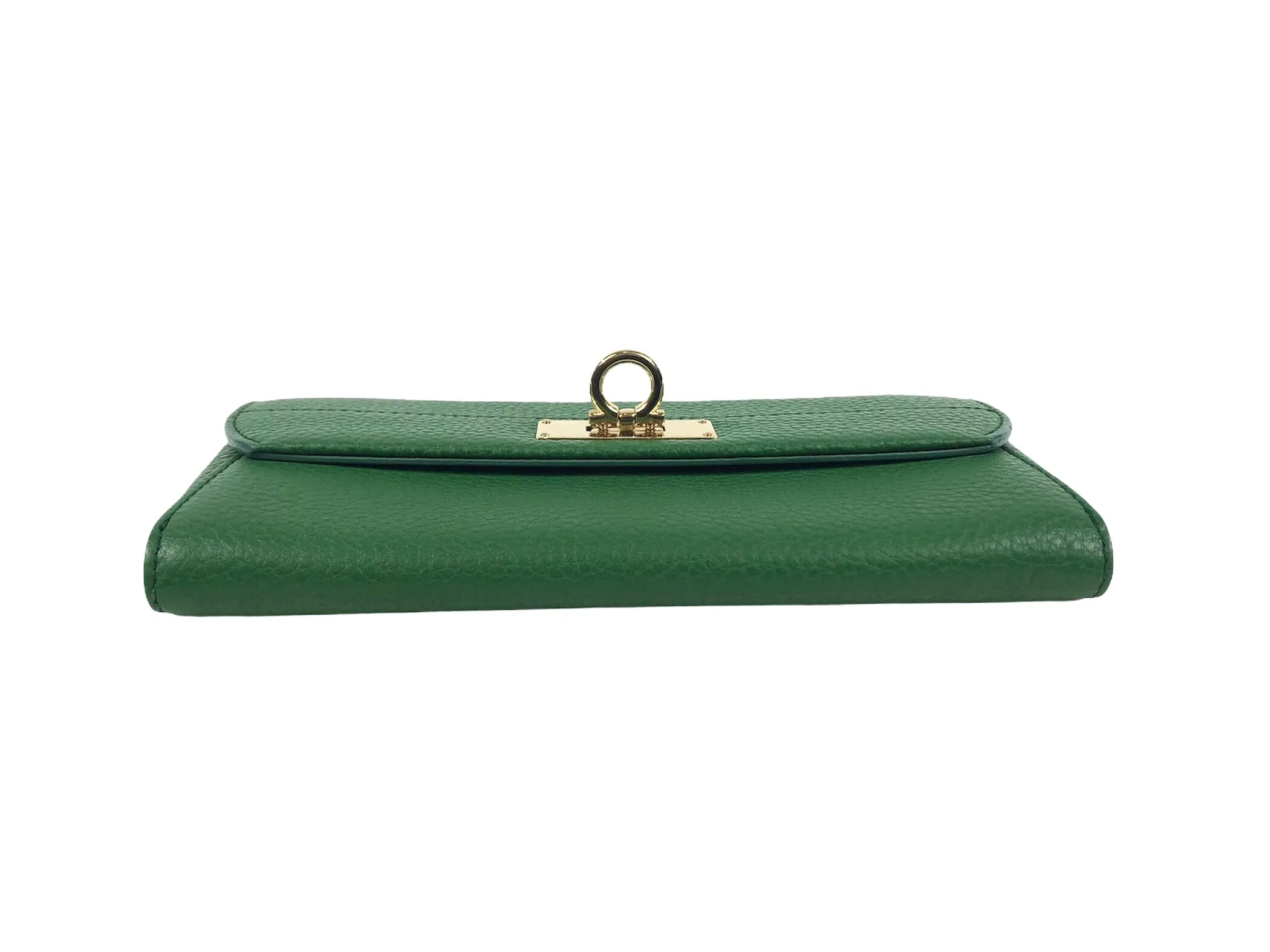 Green Pebbled Leather Continental Wallet