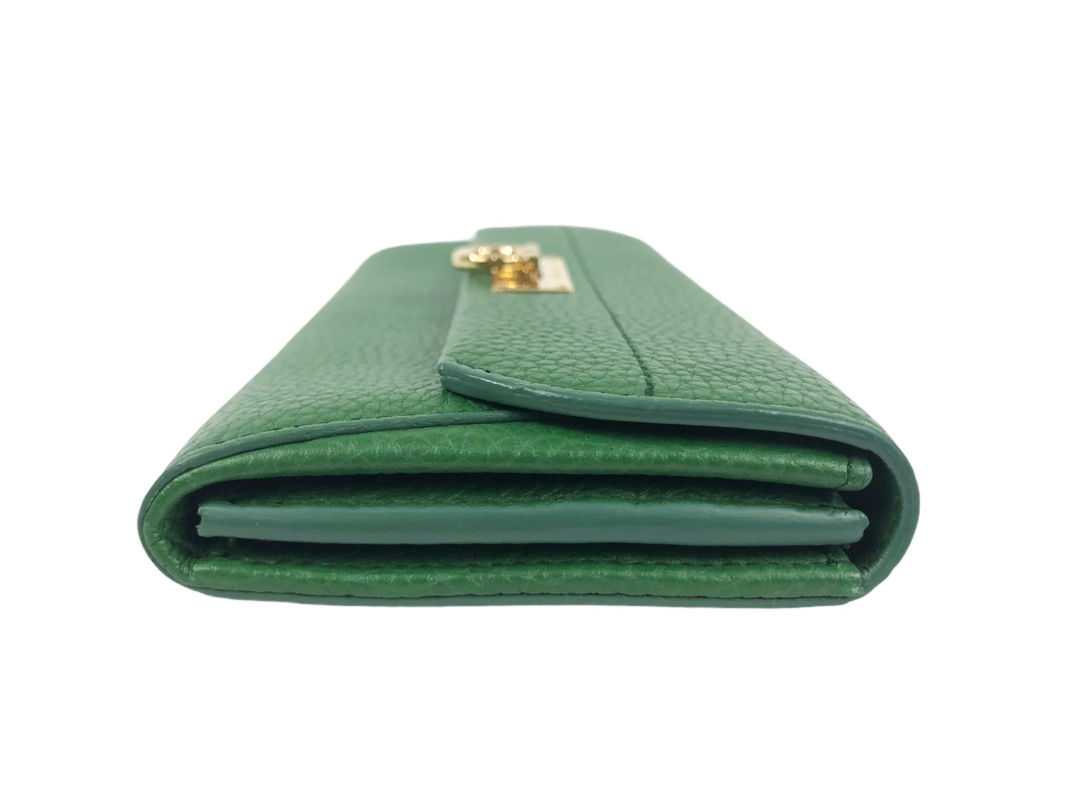 Green Pebbled Leather Continental Wallet