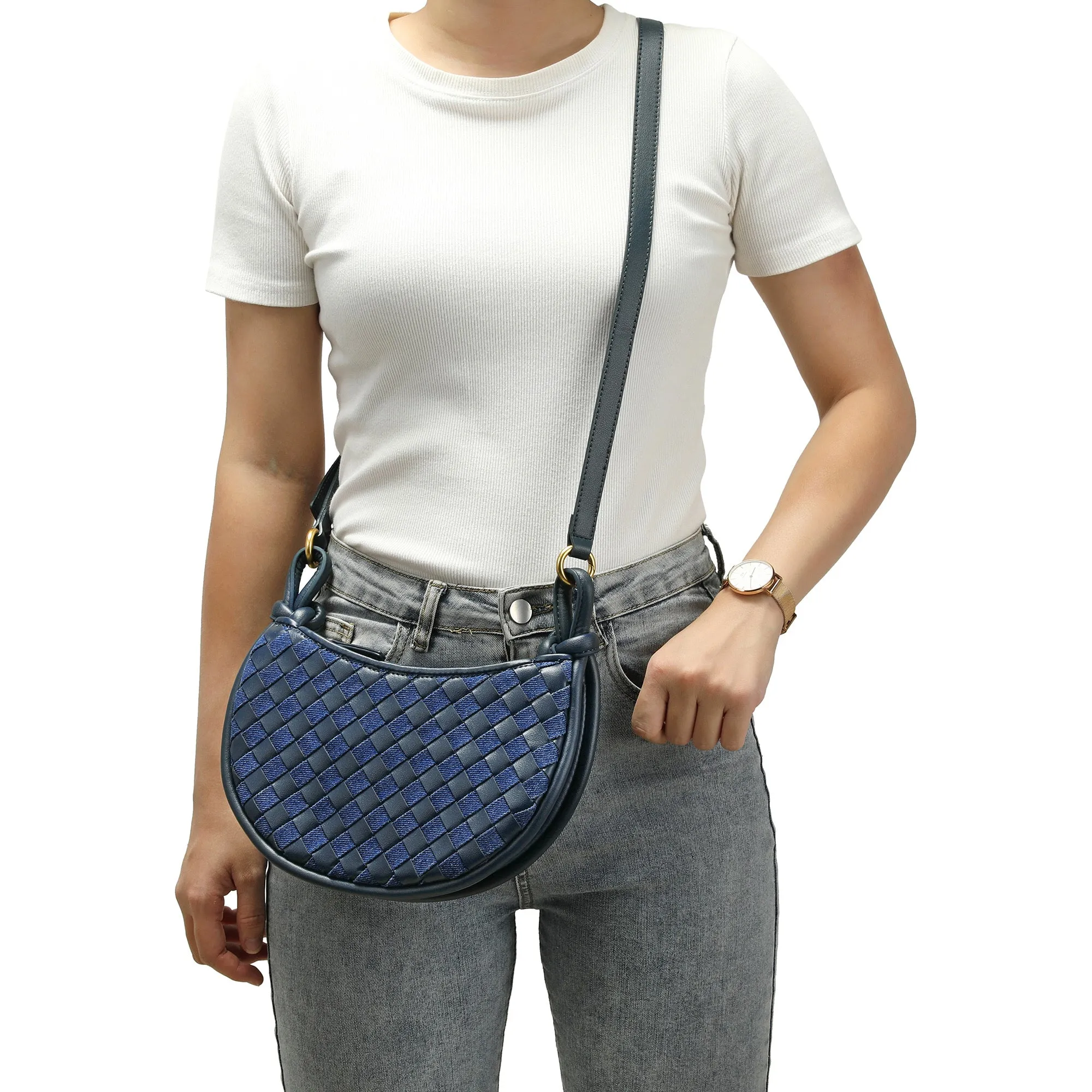 Hand-Woven Leather Messenger/Shoulder Bag