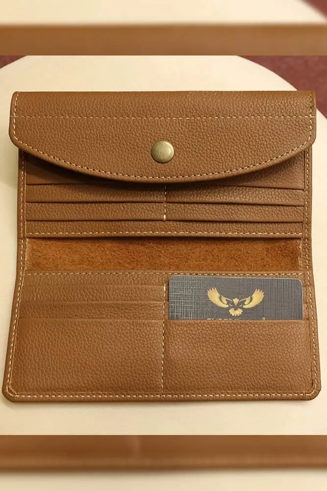 Handcrafted Button Opening Genuine Leather Wallet