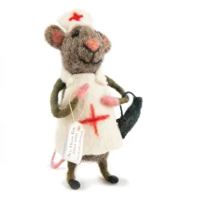 Handcrafted Nurse  Felt Mouse, Nepal